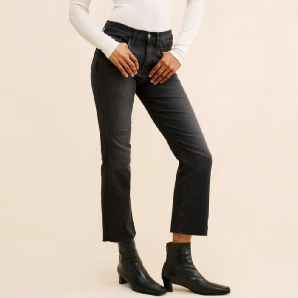 Joes Jeans Womens High Rise Straight Leg Faded Black Raw Hem Denim Size 28